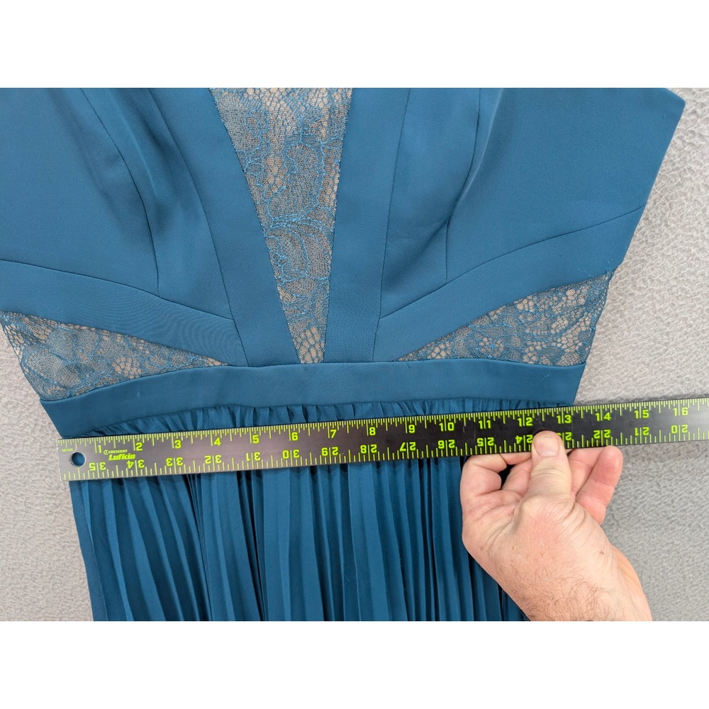 BCBGMAXAZRIA Tenzin Lace Pleated Cocktail Mini Dress Dark Teal Size 2 Party NWT - Picture 7 of 12